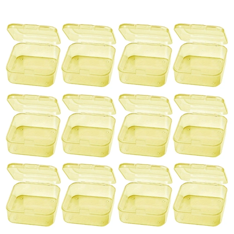 E15E 12Pcs Colorful Plastic Storage Containers Stackable Small Square Boxes with Lid