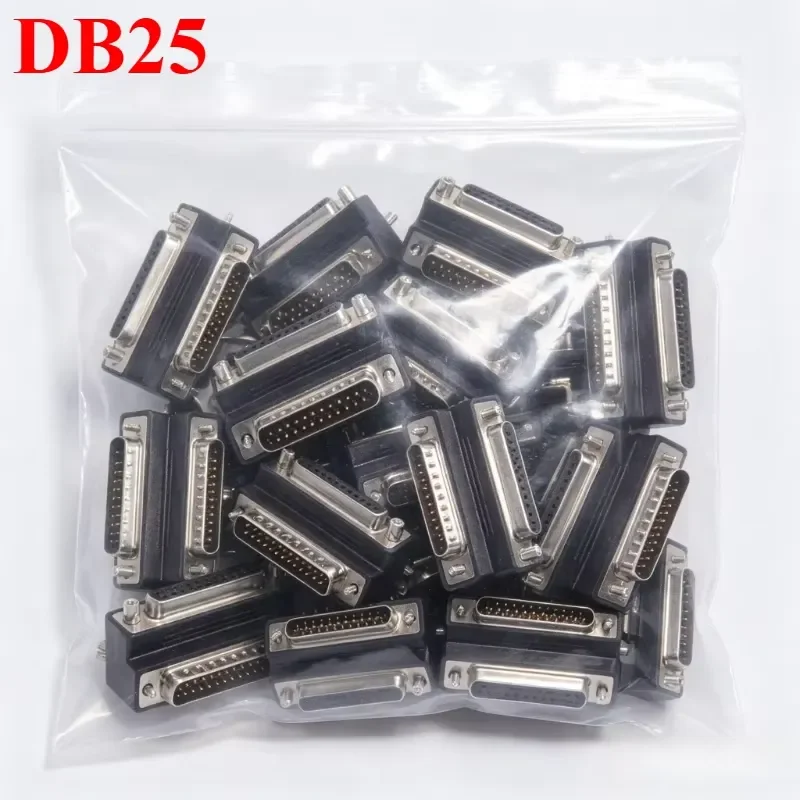 DB25 Parallel Male to Female Elbow with Screw Converter 90 Degree LPT/AES/EBU Head Joint D-SUB 25Pin RS232 Connector Adapter