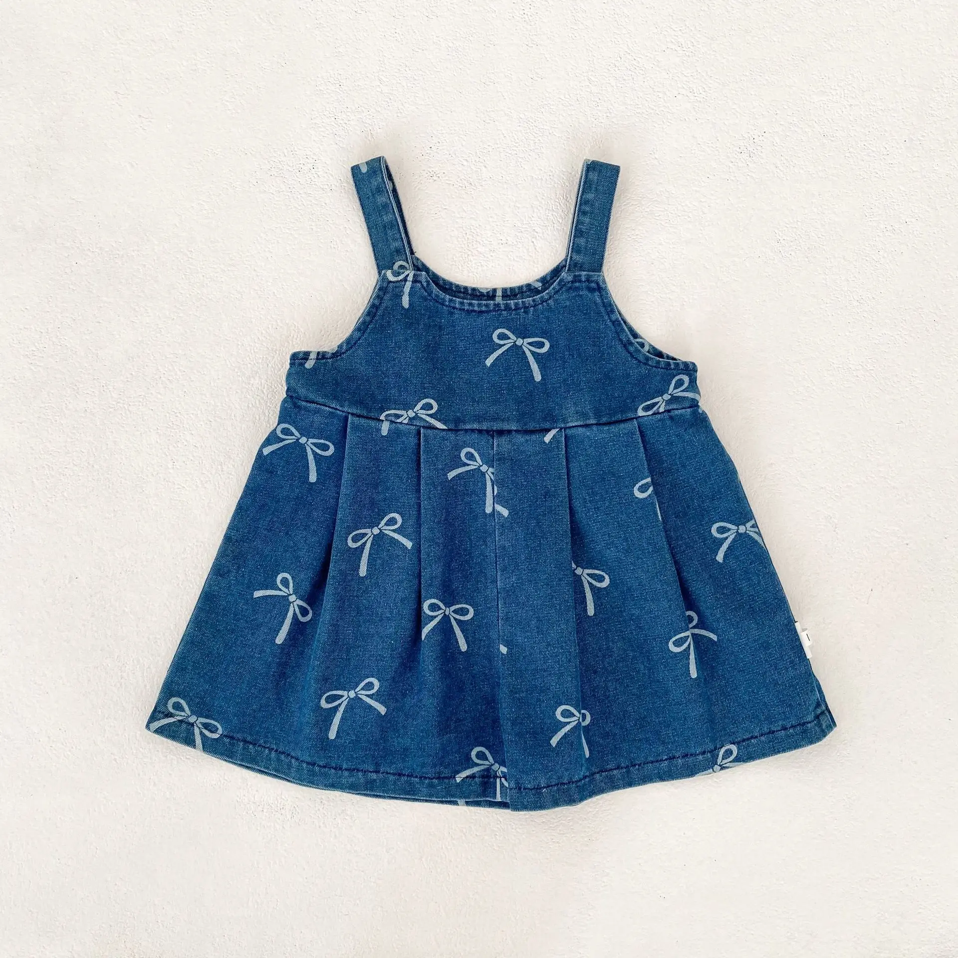 2026 Summer New Girls Sleeveless Denim Sling Jumpsuit Children Loose Casual Strap Shorts Baby Girl Bow Overalls Kids Clothes
