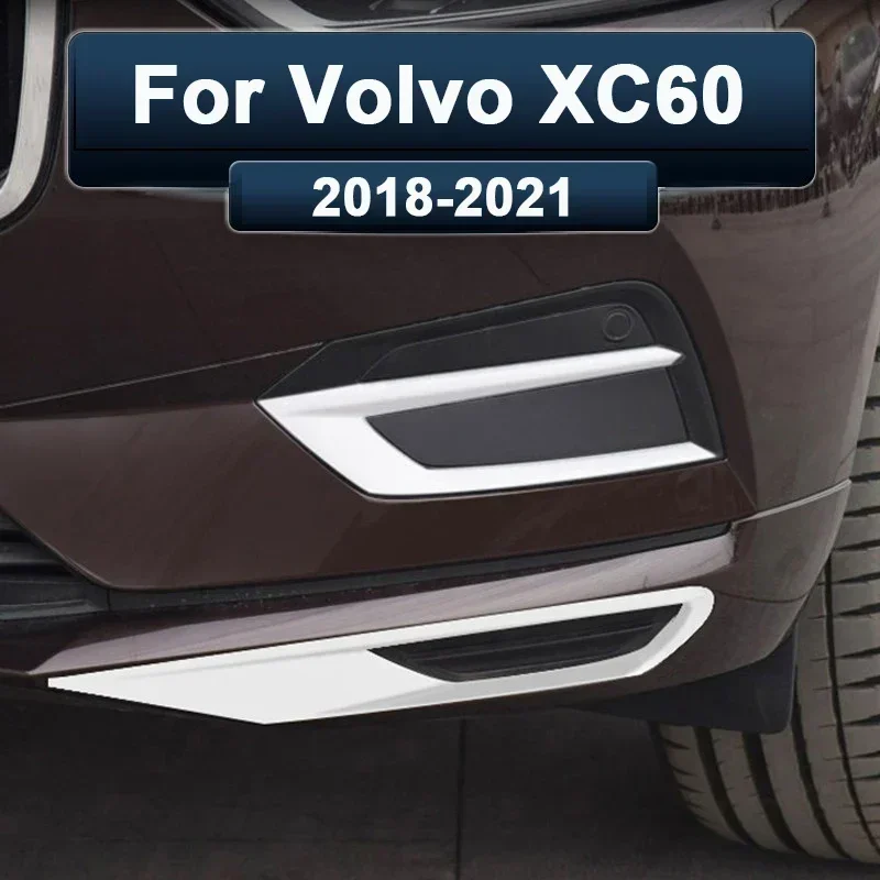 

For Volvo XC60 2018 2019 2020 2021 ABS Front Fog Lights Cover Frame Trim ABS Chrome Exterior Decoration Accessories