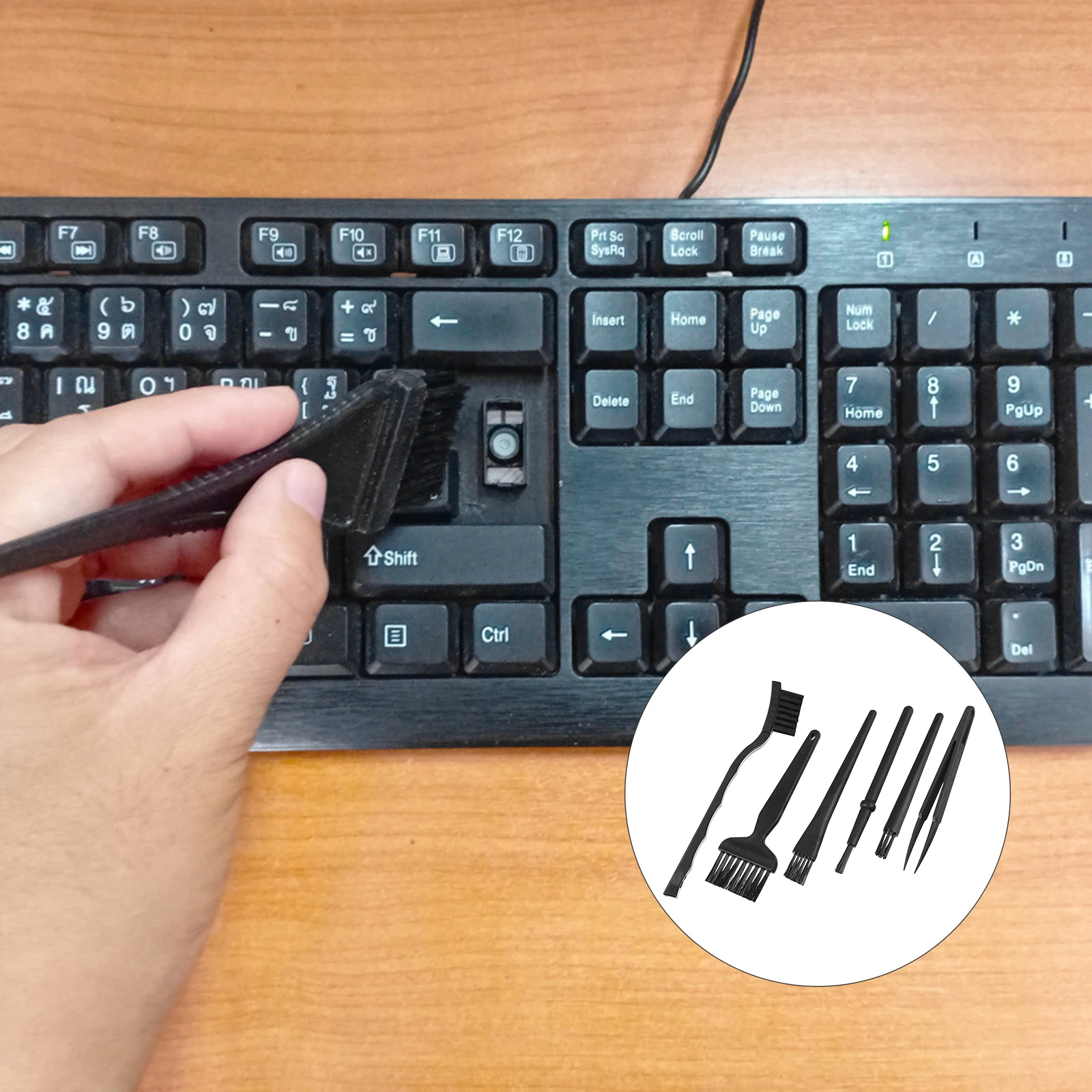 

6PCS AntiStatic Brush Set for Keyboard Computer Electronics PVC Portable Cleaning Tools 5Types Brushes Tweezers Camera