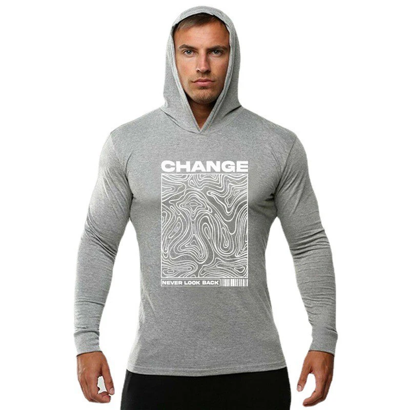 T-shirt Slim Fit à capuche pour hommes, coton, musculation, fitness, musculation, musculation, entraînement, mode, t-shirt respirant, automne