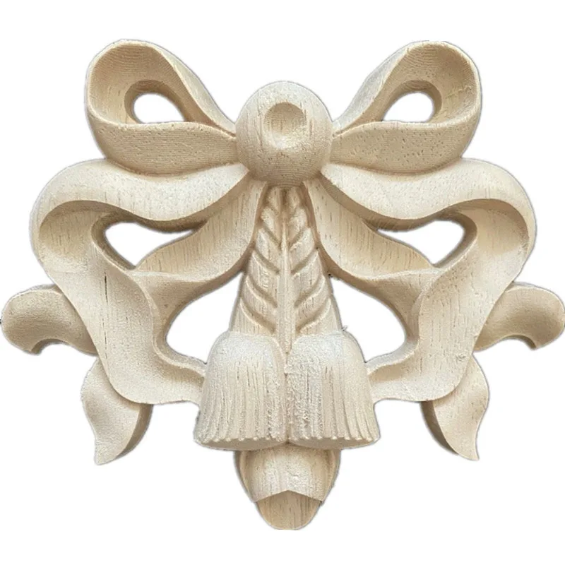 1PC Wooden Carved Corner Onlay Furniture Applique Unpainted Door Furniture Decor Wooden Figurines Craft Woodcarving Decal Corner