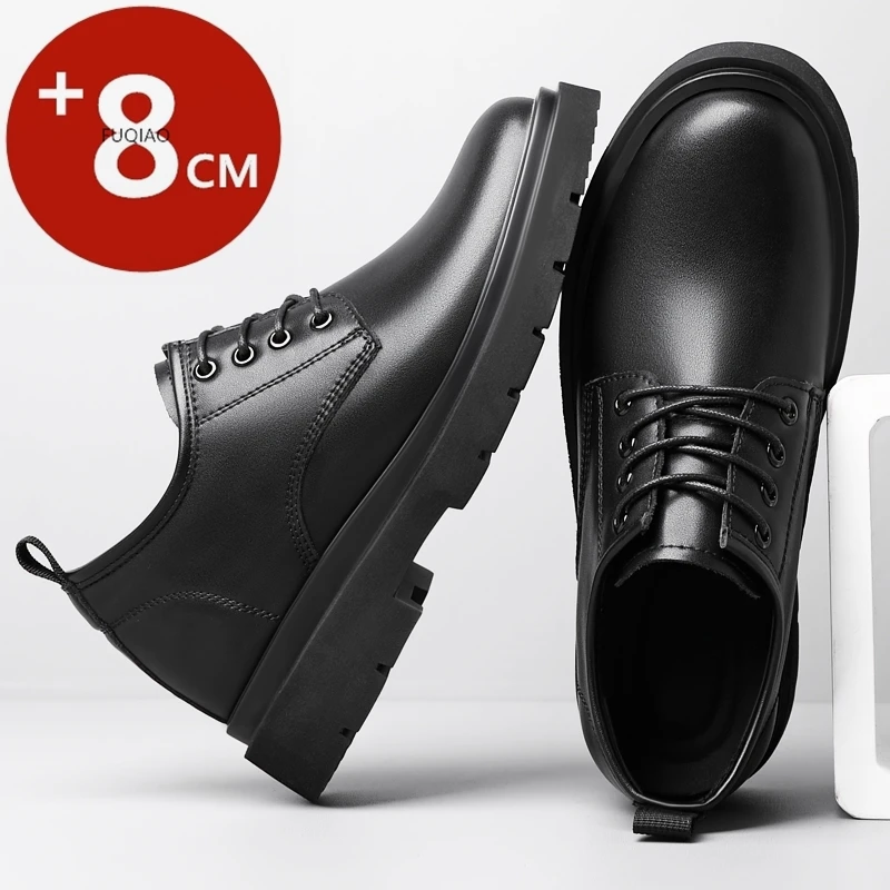 3 سنتيمتر/6 سنتيمتر/8 سنتيمتر الارتفاع زيادة أحذية الرجال جلد البقر الأعمال فستان كاجوال أحذية تنفس غير مرئية مصعد التنقل أوكسفورد