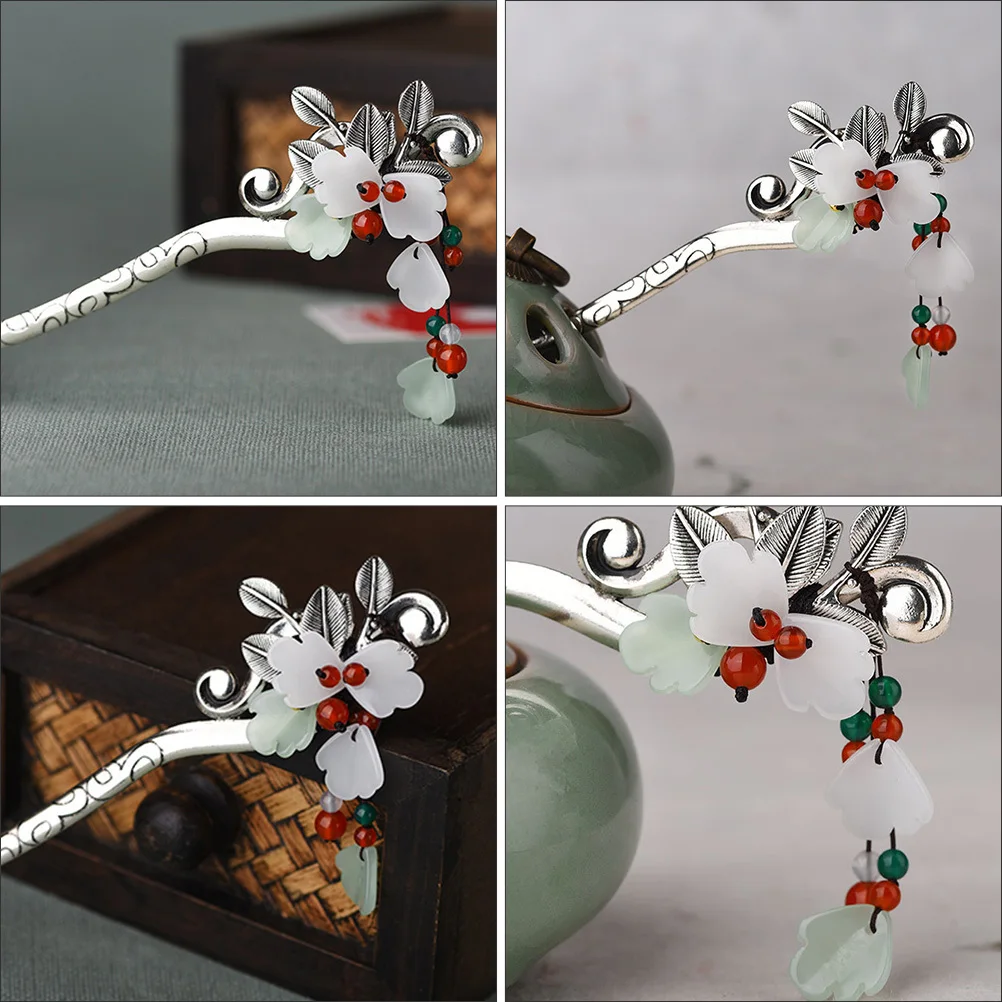 

1 шт., заколка для волос в стиле ретро с листьями и цветком, элегантная заколка для волос в винтажном стиле, креативные древние аксессуары для волос для вечеринок