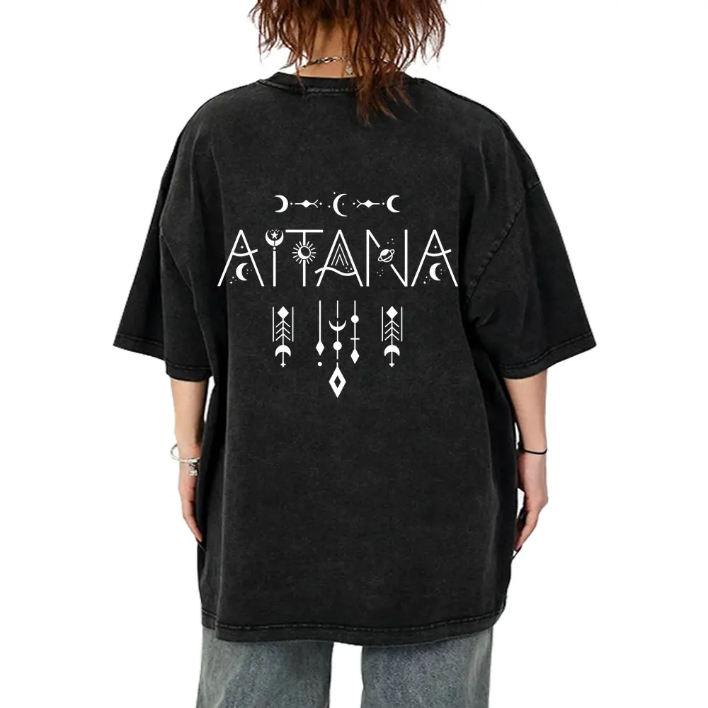 

Washed Vintage Singer Aitana Face Graphic T-shirt CUARTO AZUL World Tour 2026 Merch T-shirts Men Women Fashion Pop Music T Shirt