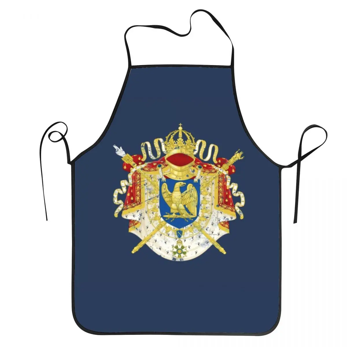 Unisex French Empire Napoleon Bib Apron Adult Women Men Chef Tablier Cuisine for Kitchen Cooking Coat Of Arms of France Painting