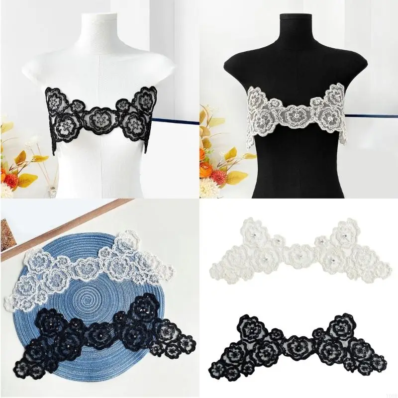 

Mesh Sequined Sewing On Applique Adhesive Fabric Patches For Clothing Decoration Breathable Craft Project Costume Accessory Y08E