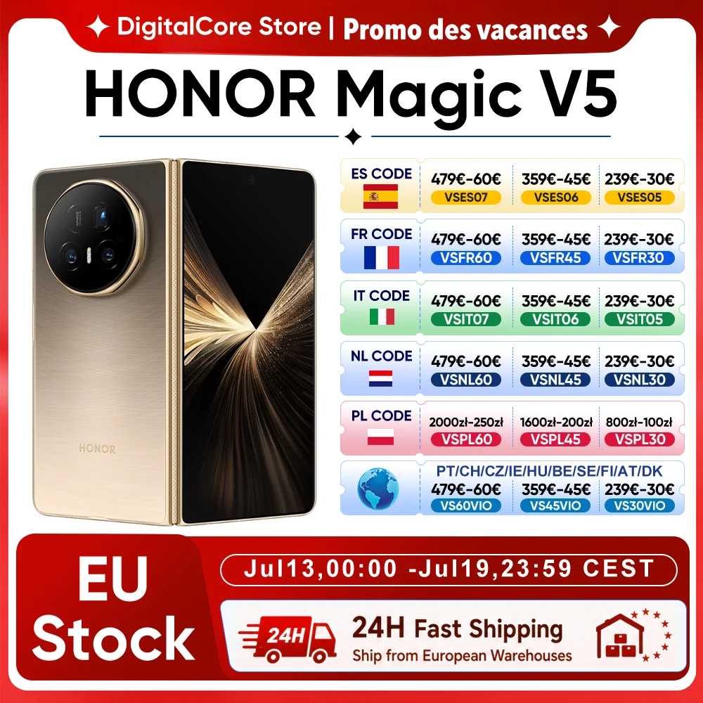 HONOR Magic V5 Versión Global Original, Teléfono Inteligente 5G, Pantalla OLED Dual HDR, Snapdragon 8 Elite, 5820 mAh, 7.95 Pulgadas, Supercarga de 66 W