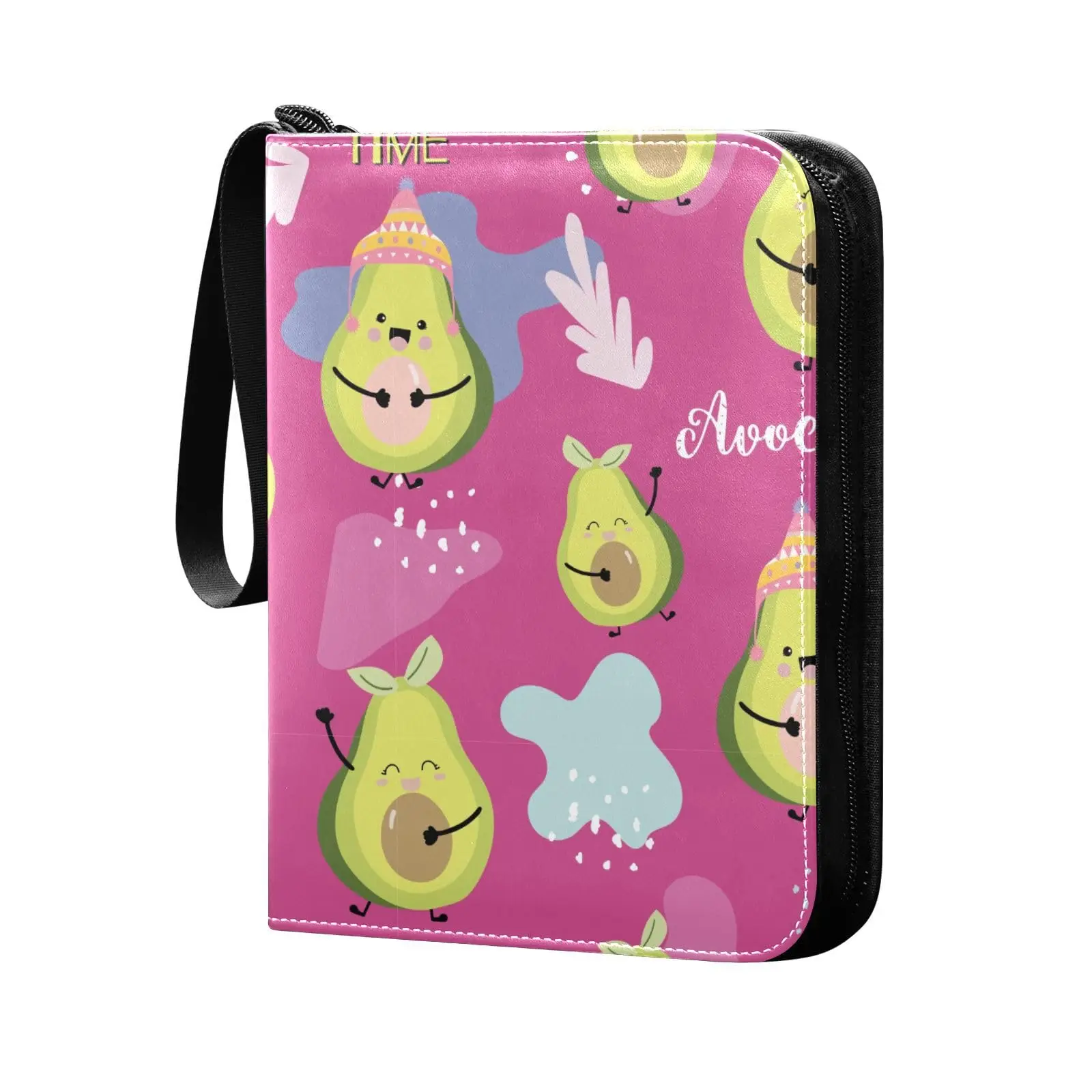 

Pink Green Avocado 4 Pocket Card Binder, 400 Double Sided Pocket Album for Sport Game Cards, Unique Card Collection Storage