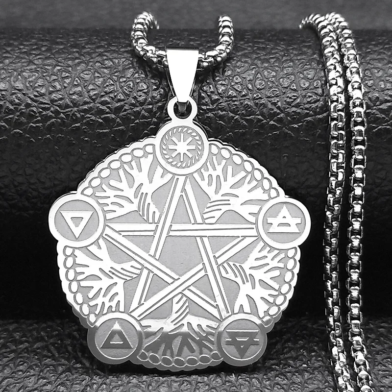 Witchcraft Pentagram Necklace Stainless Steel Silver Color  display picture 1
