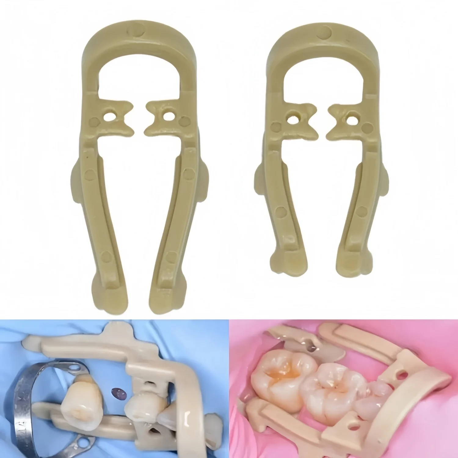2Pcs Dental Dam Rubber Clamp Distal Extension Premolar Dam Clips Barrier Long Short Sizes Resin Material Autoclavable Dentistry