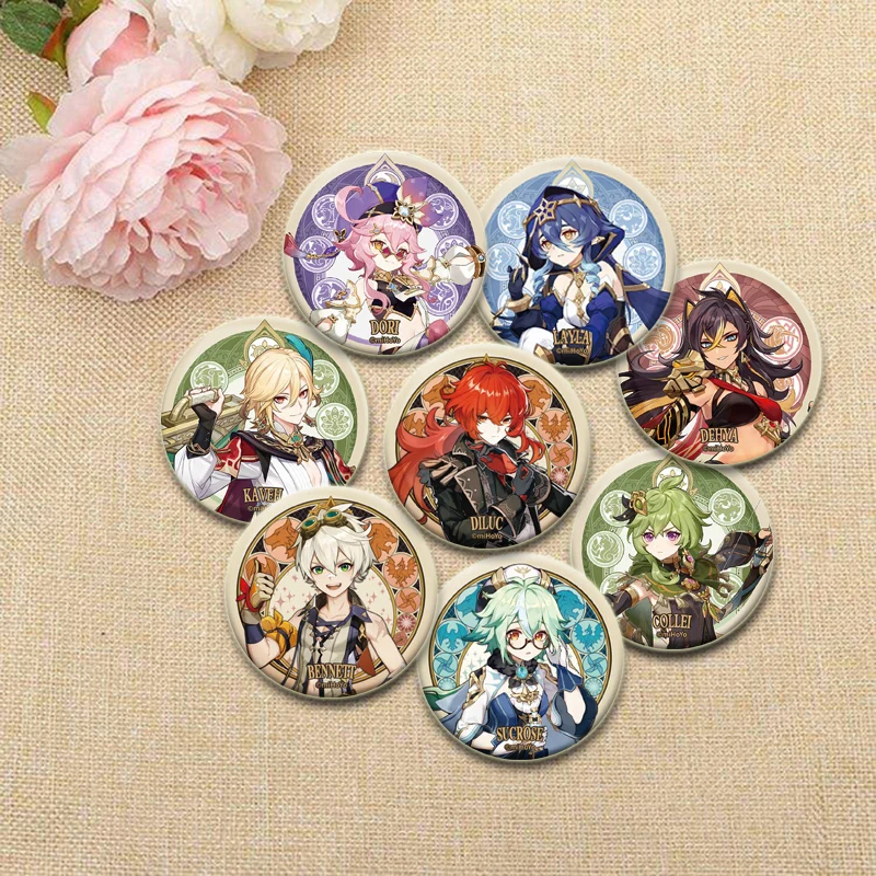 

Anime Genshin Impact Pins Kaedehara Kazuha/Alhaitham/Zhongli/Nahida Cartoon Brooches Cosplay Badge Backpack Jewelry Accessories