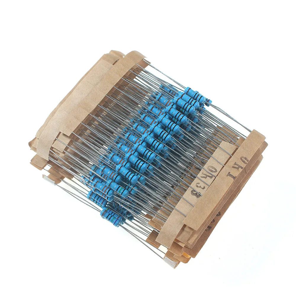 300PCS 1/2W 0.5Watt 1% Resistance Set 0.1R~750R ohm, 1K~820K ohm, Metal Film Resistor Resistance Assortment Kit Set 30 Kinds