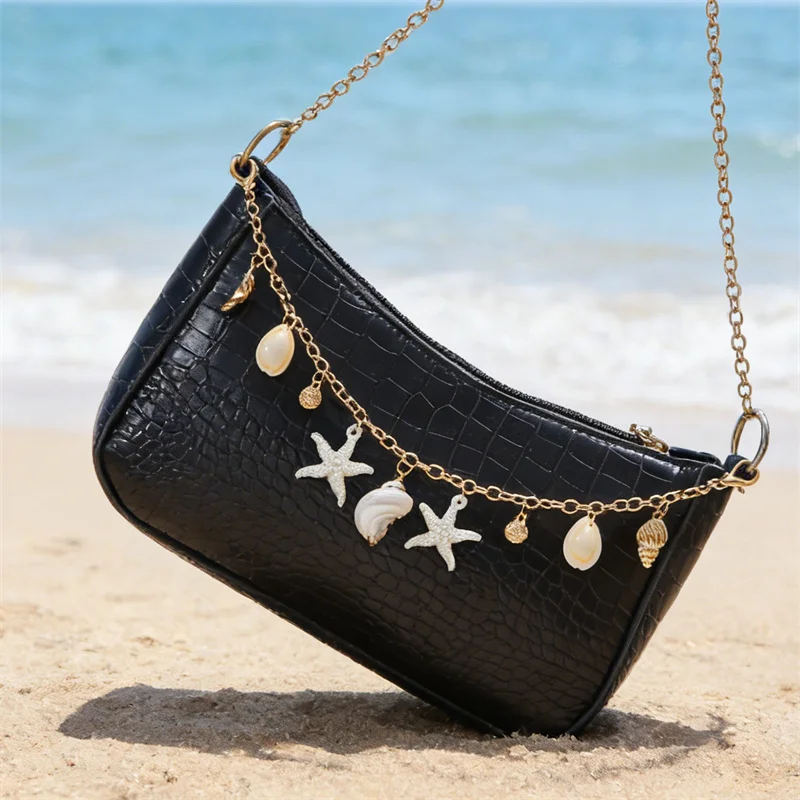 Bohemian Style Multi-layer Bag Chain For Handbag DIY Jewelry Accessory Gift Women Pants Chain With Imitate Starfish Conch Pearl