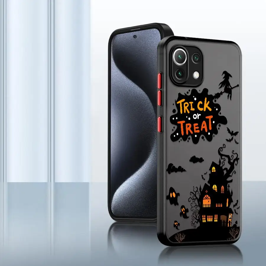 Happy Halloween Castle Bat Witch Back Phone Cover Case for Xiaomi Poco X3 NFC X3 X4 X5 Pro C50 C51 M5s C40 F3