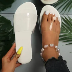 Transparent PVC Summer Slippers Women 2024 New Trend Outdoor Flat Sandals Female Flip Flops Ladies Shoes Woman Big Size 36-43