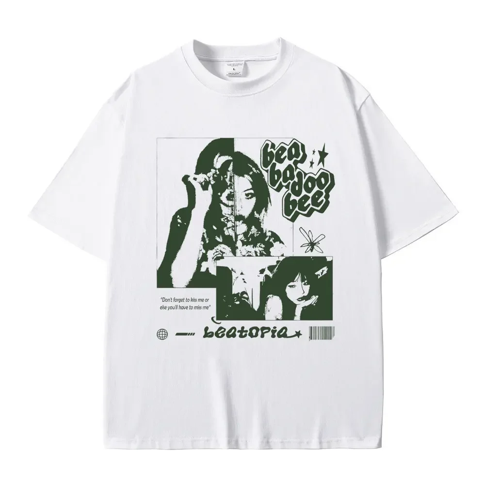 

Men's fashion Beabadoobee Beatopia inspired album print 100% pure cotton short-sleeved T-shirt, retro casual y2k top