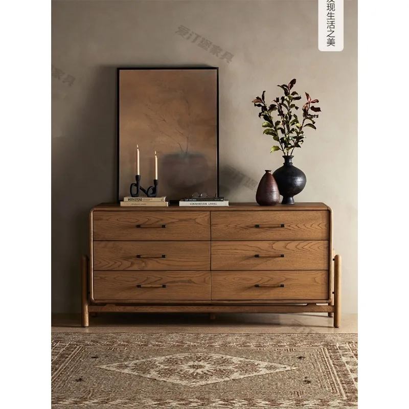 French antique six-chest cabinet with drawers retro artistic chest cabinet secret  bedroom wall storage side cabinet