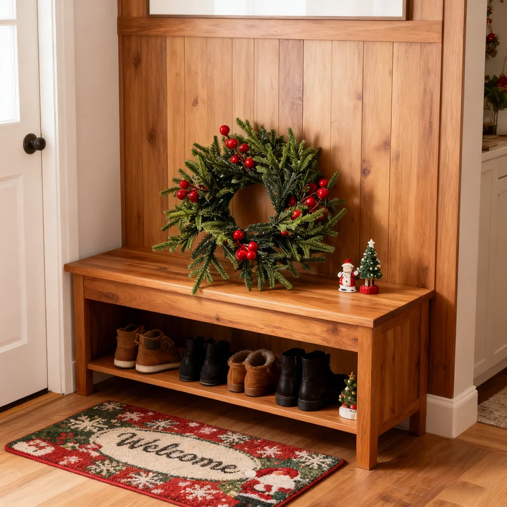 Christmas Artificial Berries Pinecone Pine Wreath Candlestick Wreaths Candle Holder Garland Xams Party Home Table Decoration
