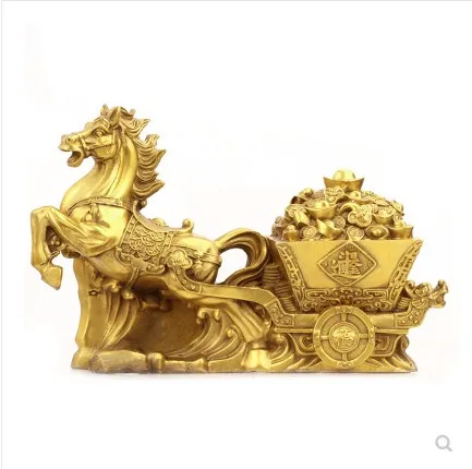 Open Copper Horse Pure Copper Horse Pull Cabbage Horse-Drawn Tram a Ton of Ingot Crafts Lucky Decoration Home