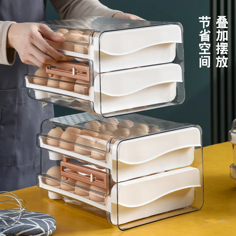 

Double Layer Drawer Egg Container, Large Capacity Fresh Box, Practical Kitchen Egg Holder Home Storage & Wholesale