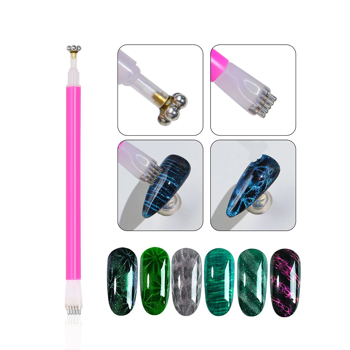 Juego de imanes para uñas de ojo de gato, herramientas de palo magnético para decoración de uñas, bloques magnéticos para efecto de esmalte de Gel, Kit de accesorios para decoración de uñas, 12 Uds.