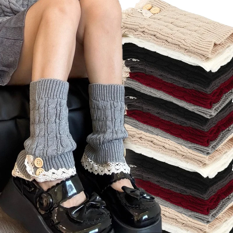 

Милые гетры в стиле Лолиты Jk, зимние теплые модные толстые носки в студенческом стиле, японские вязаные носки в стиле Харадзюку для женщин и девочек