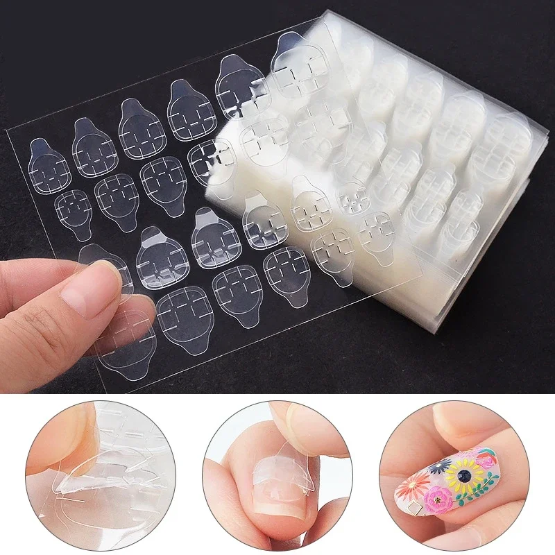 50 Sheets 1200pcs Nail Art Jelly Double-sided Tape Transparent Traceless Nail Glue Invisible Wear Nails Sheet Adhesive DIY Tools