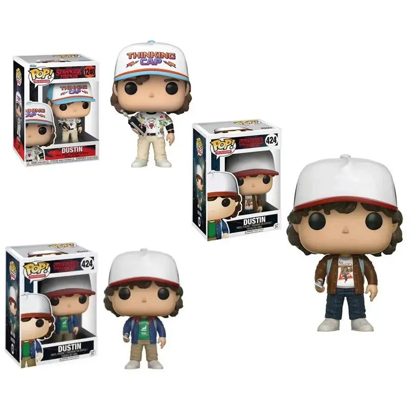 Funko Pop Dustin 424 #   1240 # Figura de vinilo de 10cm, colección de PVC, modelo de muñeca, juguetes para niños, cumpleaños, regalo de Navidad carvinal, juguete para coleccionar