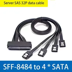 Dual Line USB 3.0 To SATA Cable Amphenol SAS Cable SFF-8484 To 4 * Sat SAS 32P One In Four Server Hard Drive Connection Cable
