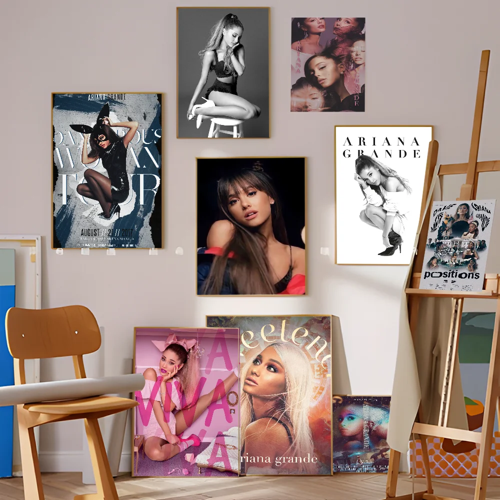 Singer A-Ariana G-Grande DIY Sticky Poster Whitepaper Prints Posters Artwork Nordic Home Decor