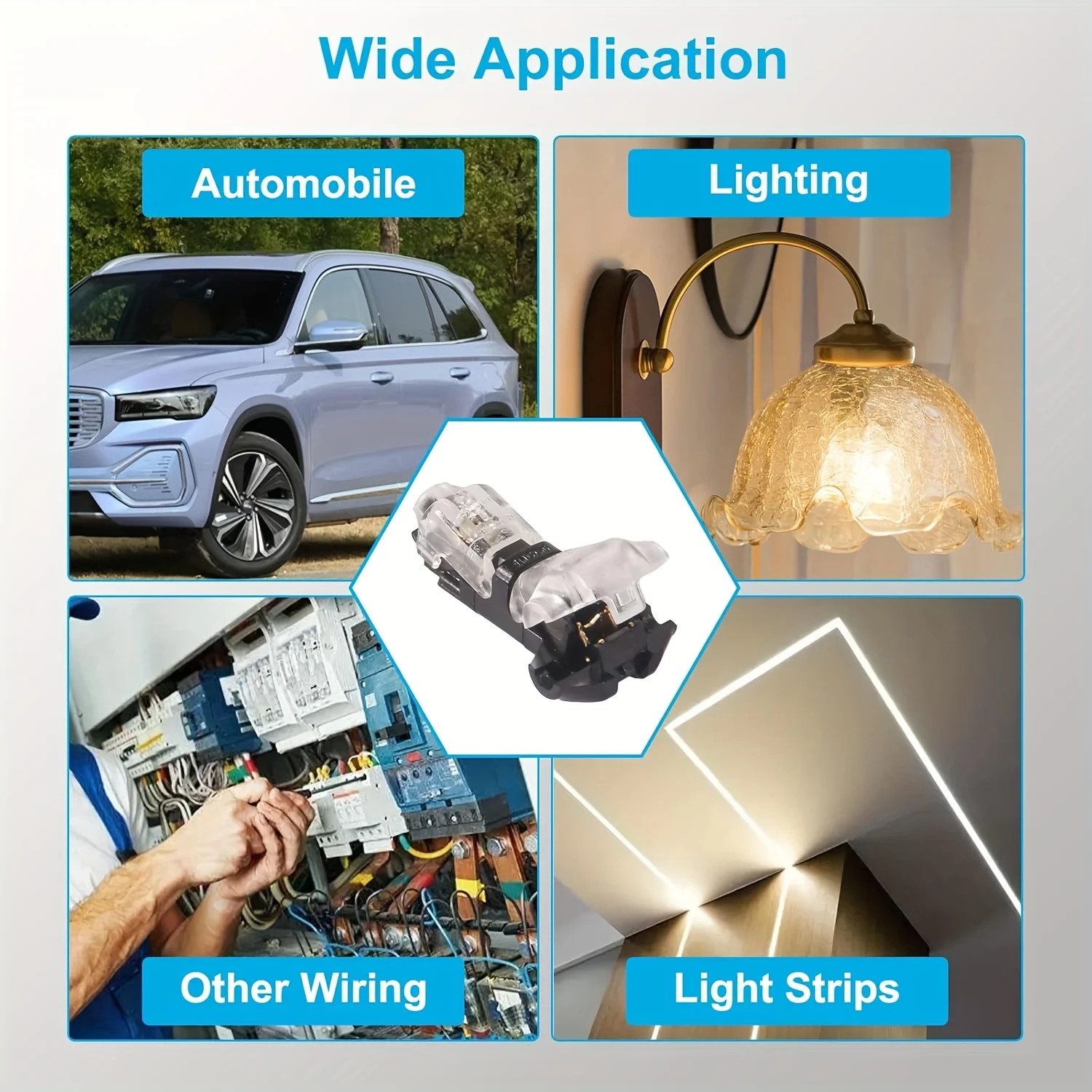 T Type One Pin Low Voltage Wire Connector Solderless No Stripping Quick Splice ToolFree Universal Two Way Mini Terminal Joint