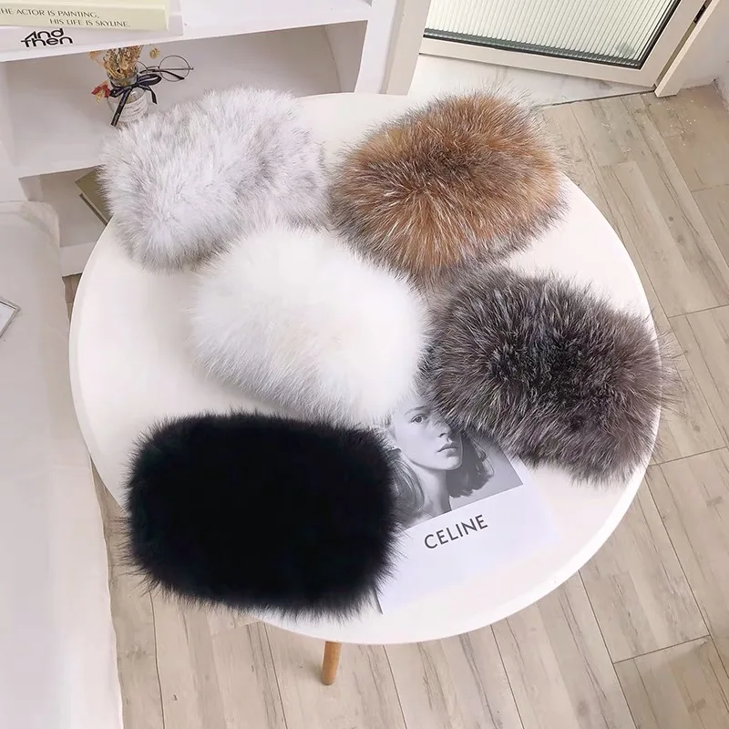 2022 Women Winter Warm Real Fox Fur Scarf Fur Headbands Fox Fur Scarf Luxury Neck Warmer Good Elastic Natural Fur Mufflers