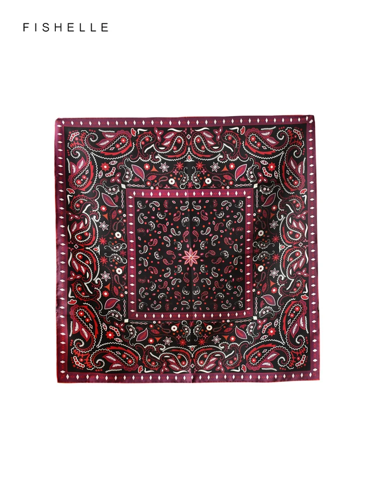 Purplish red printed cashew real silk scarves spring autumn women silk scarf pure silk female warp headscarf foulard hijab