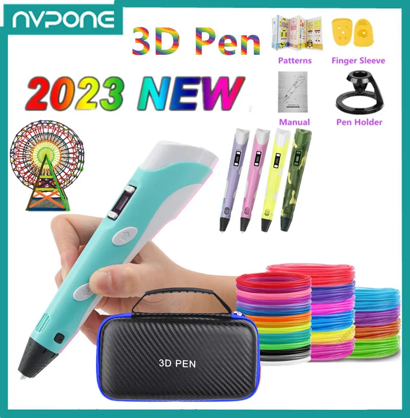 Children Child Kids 3D Drawing Pen 3D Printing Pen for 3D Pen LCD Screen Compatible PLA Filament Toys for Kids Christmas Gift