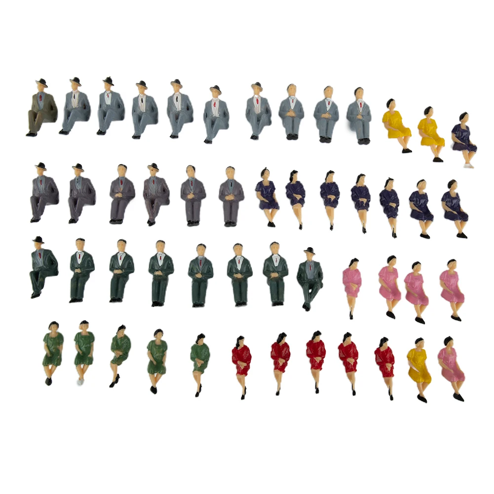 50Pcs Sitting Plastic Figures 1:32 Miniture People Sitting Man Sand Table Model Craft Toys Painted Model People Figures