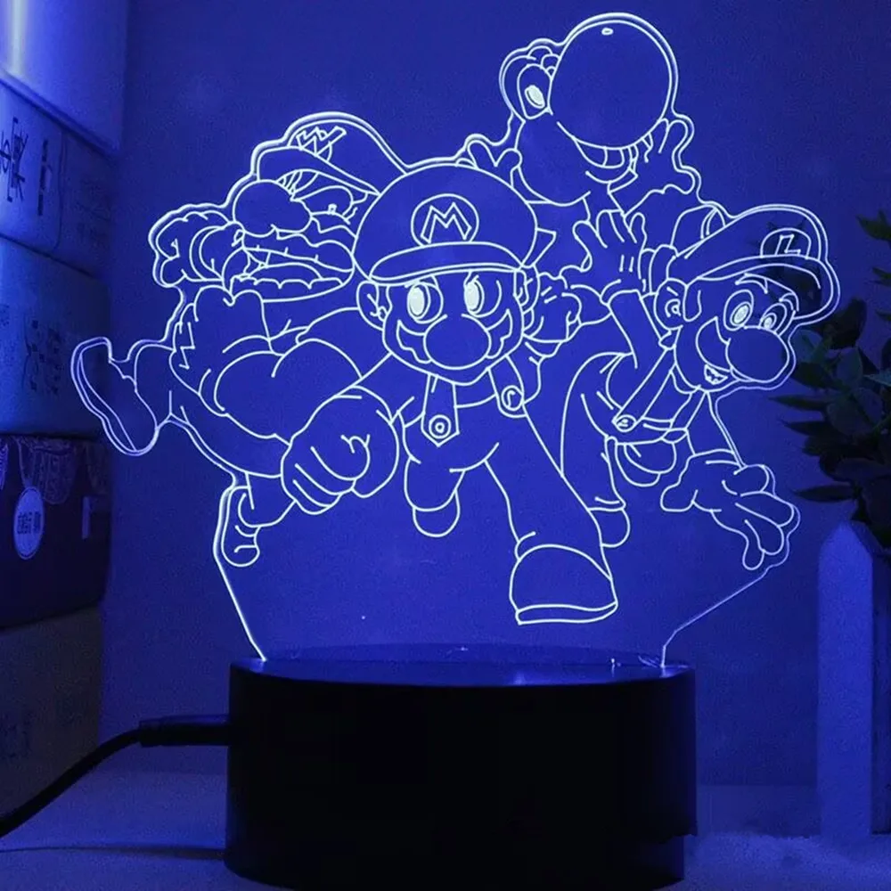 

Yoshi 3D Illusion LED Night Light 16 Colors Gradual Changing Touch Switch USB Table Lamp for Holiday Gifts or Home Decorations