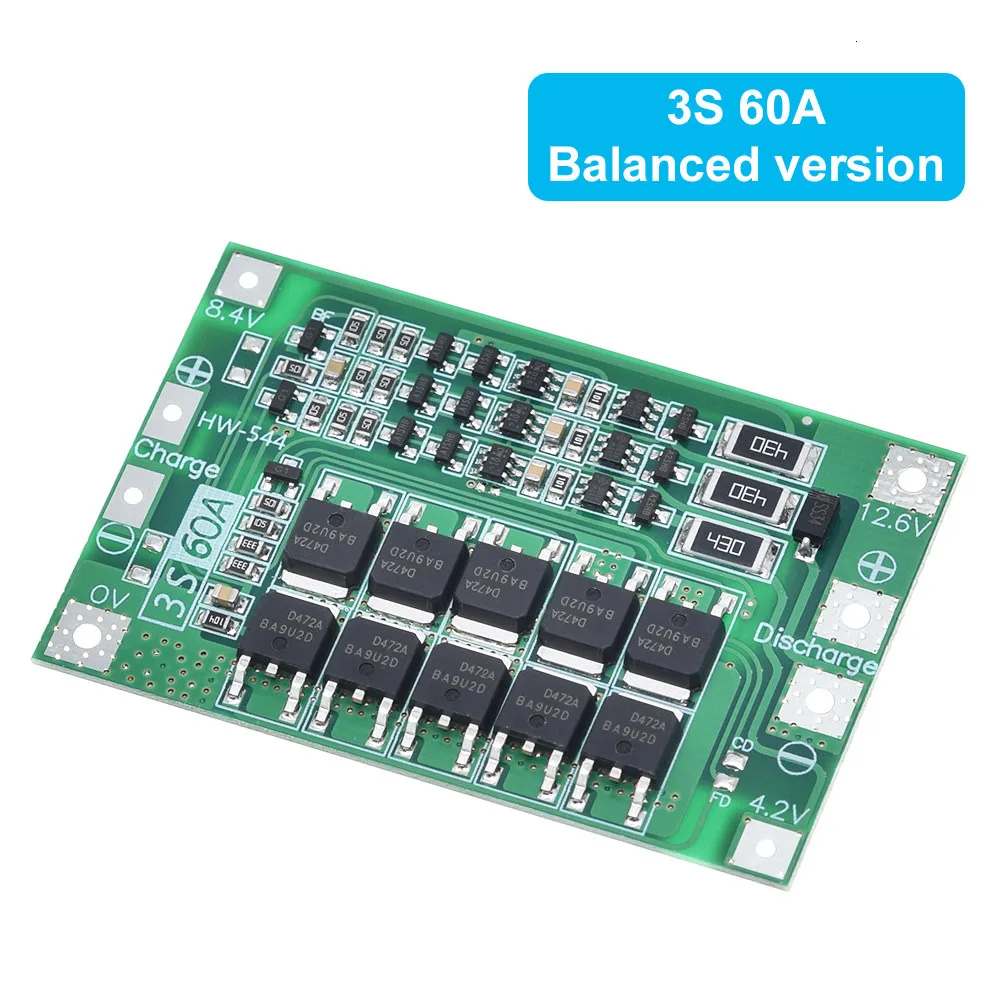 3S 4S 40A 60A Li-ion Lithium Battery Charger Protection Board 18650  BMS For Drill Motor 11.1V 12.6V/14.8V 16.8V Enhance Balance