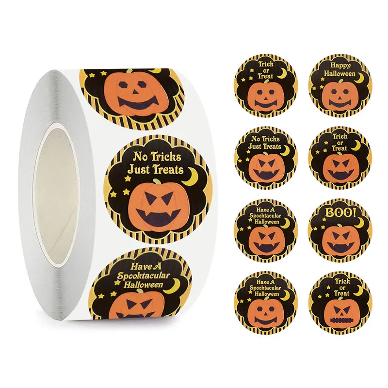 500Pcs Halloween Stickers Pumpkin Ghost Halloween Party Decoration Candy Bags Packaging Gift Seal Label Kids Toys Sticker