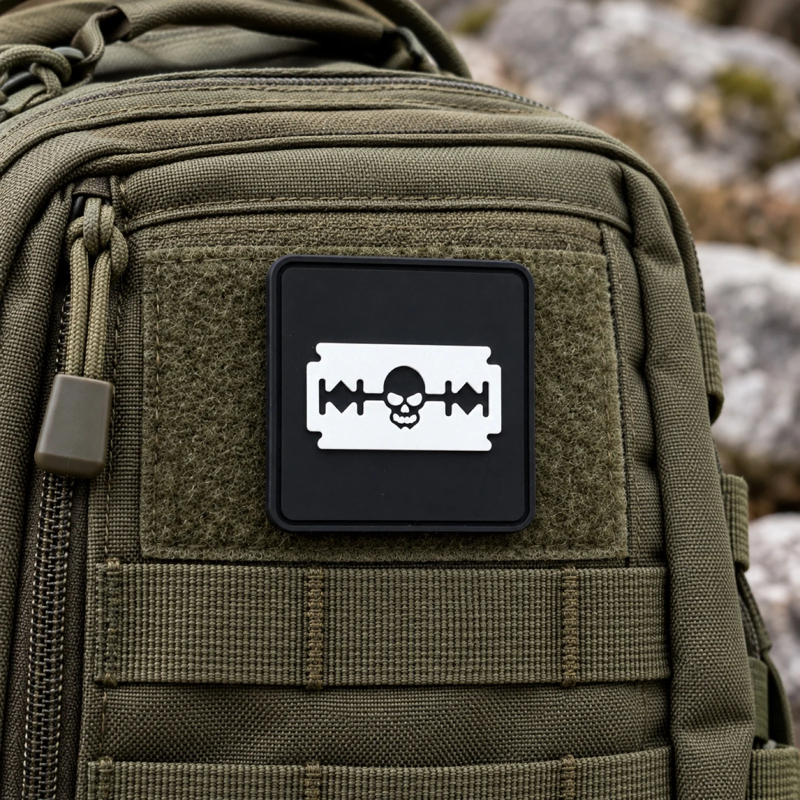 Skull Razor Blade “No Bad Days” PVC Patch Hook and Loop Morale Badge for Backpack Jacket Hat Clothing