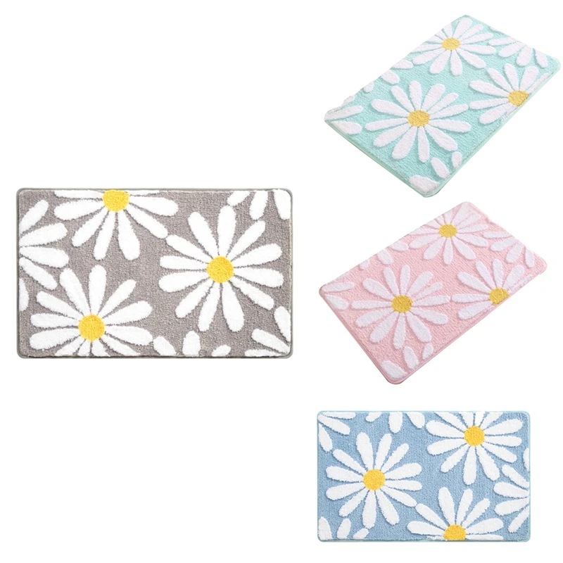 Non Slip Bath Mat For Bathroom,Absorbent Bath Rug Bathmat,Cute Flower Shaped Bathroom Rug Shower Rug,Soft Tufted