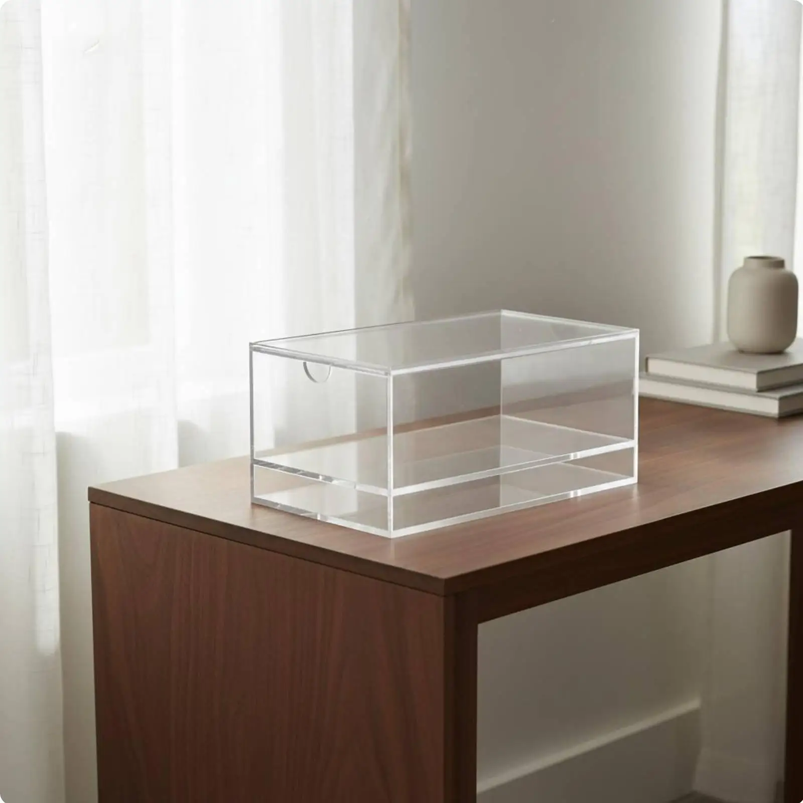 Sliding Lid Acrylic Card Case Versatile Mahjong Tile Storage Organizer Box for Board Mahjong Game