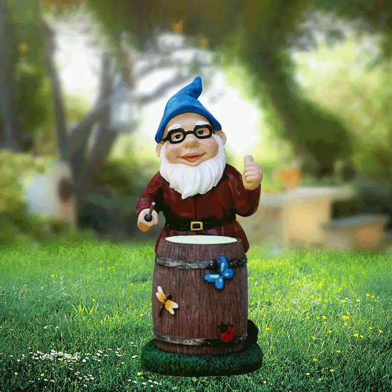 Gnome Lawn Decor Drumming Gnomes Glow In The Dark Statue Weatherproof Colorful Home Decor Decorative Garden Figurines For Desks