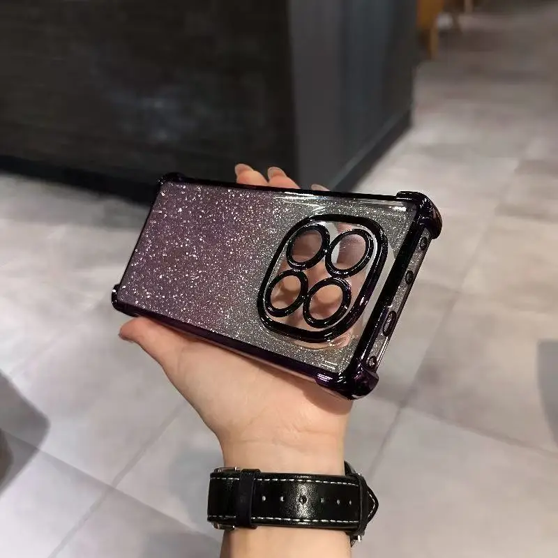 Etui na telefon OPPO A76 A74 A60 A58 A58X A57E A57S A57 A56 A55 A54S A54 4G 5G, chromowane, gradientowe, błyszczące, brokatowe, luksusowe, tylna obudowa