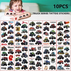 Tatuajes de Mini coche para niños, pegatina falsa, tatuajes temporales impermeables, cara brillante, dibujos animados, Festival