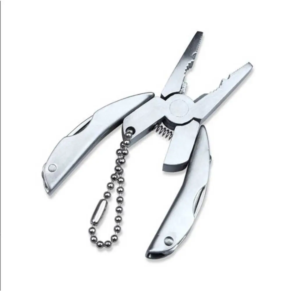 Stainless Steel Outdoor Mini Multitool Folding Plier Wire Stripper Pocket Knife Keychain Screwdriver Survival Tools for Camping