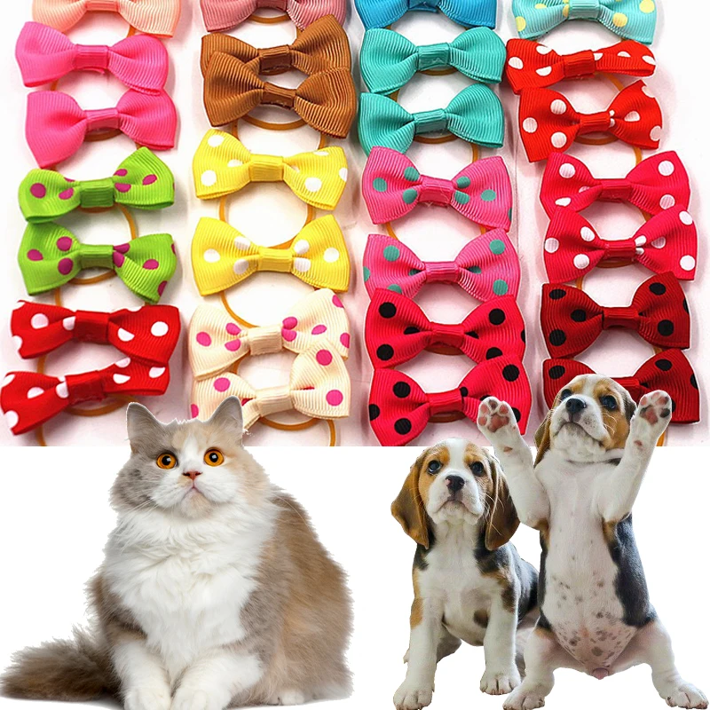 10Pcs Pet Dog Cat Puppy Grooming Bow Decorate Small Dog Hair Rubber Bands Pet Headflower Supplier Dog Accessories