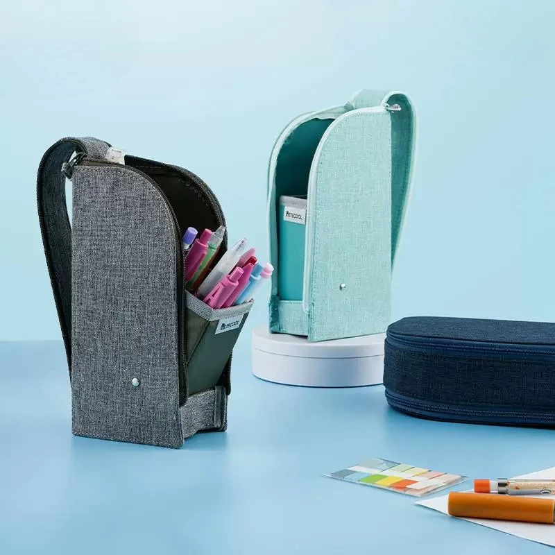 

Stand Up Pencil Case, Large Capacity Nylon Vertical Pen Bag, Multi-function Stationery Organizer for Students School Desk