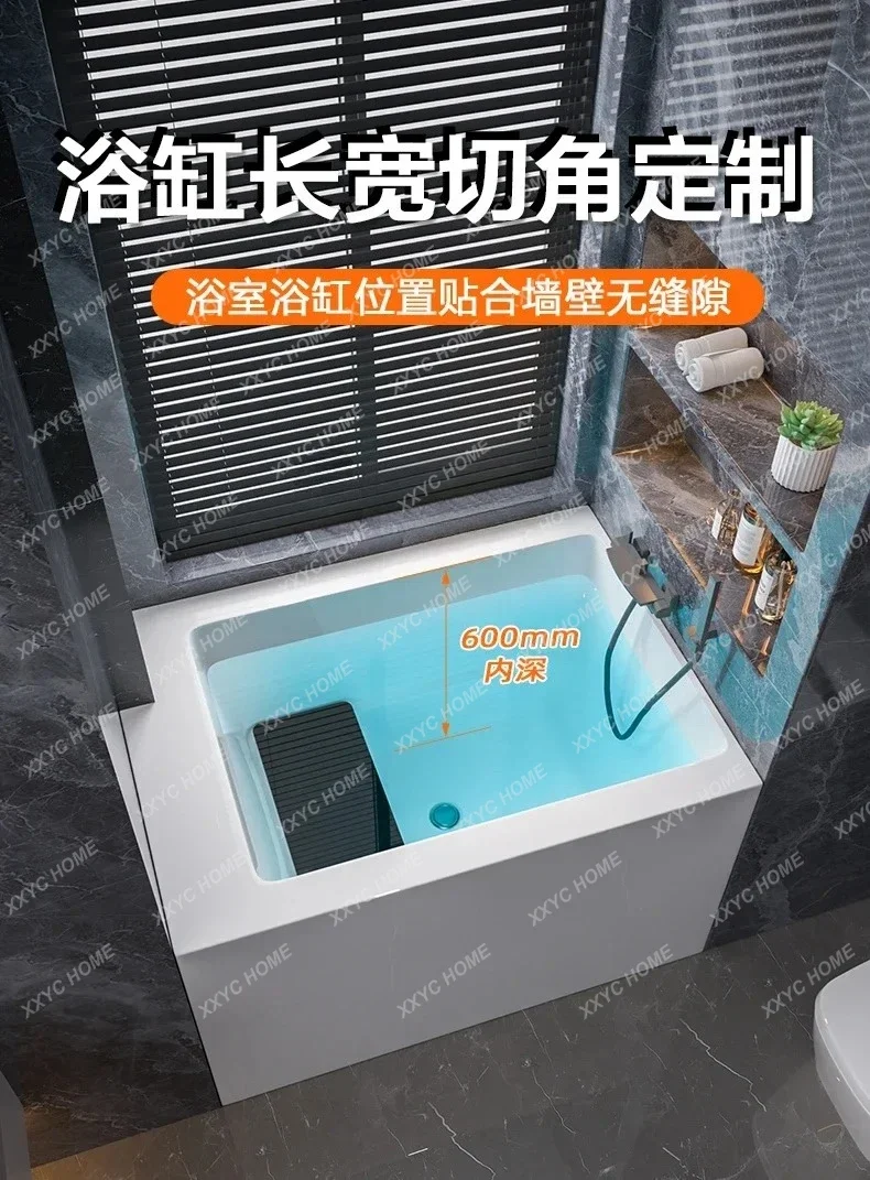 A Acrylic household corner cutting size custom widened square fit wall deep soaking tub